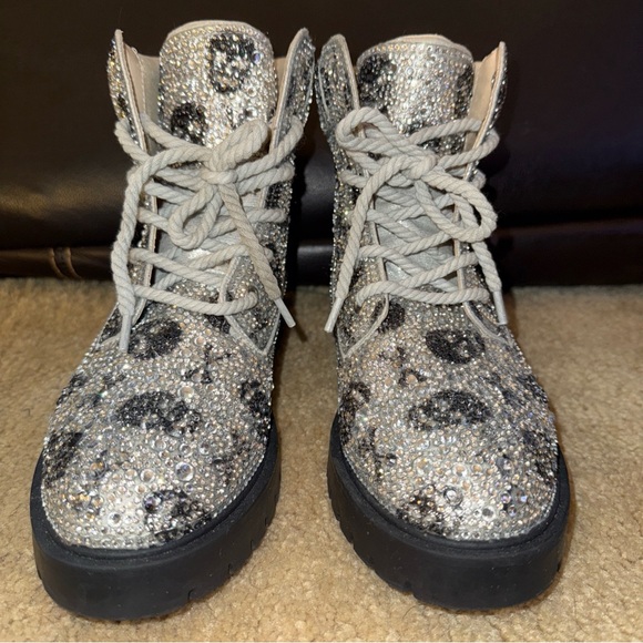 Betsey Johnson Shoes - Betsey Johnson Glittering Skull Combat Boots SB-HUDSN size 9M
